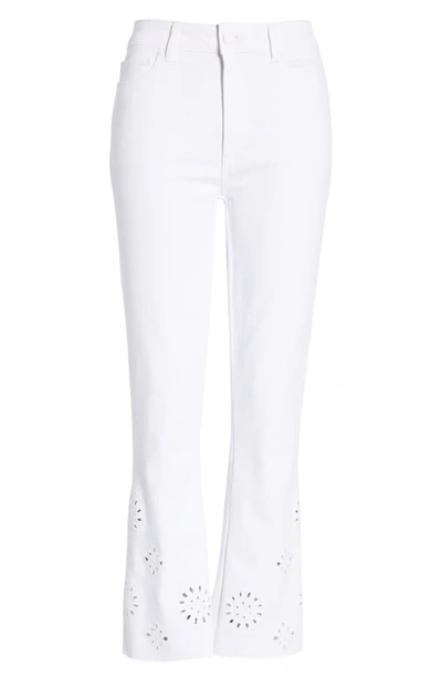 Shop Paige Vintage - Colette High Waist Crop Flare Jeans In Crisp White Embroidered