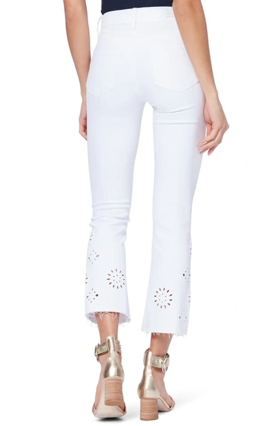 Shop Paige Vintage - Colette High Waist Crop Flare Jeans In Crisp White Embroidered