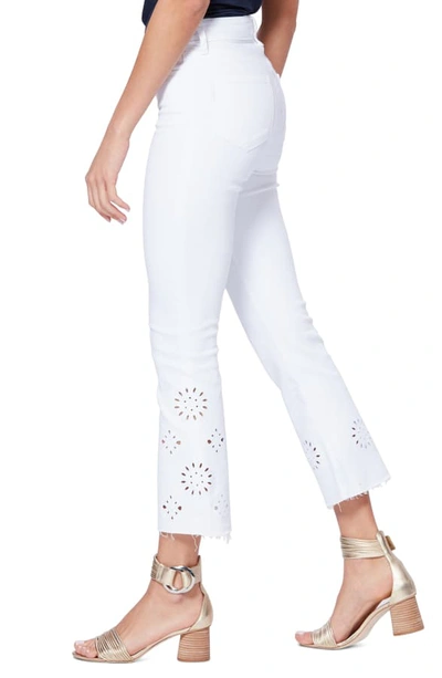 Shop Paige Vintage - Colette High Waist Crop Flare Jeans In Crisp White Embroidered