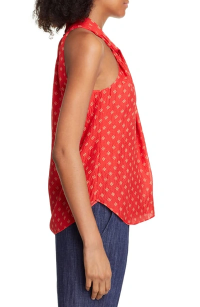 Shop Joie Lisie Twist Neck Silk Top In Tropic Red