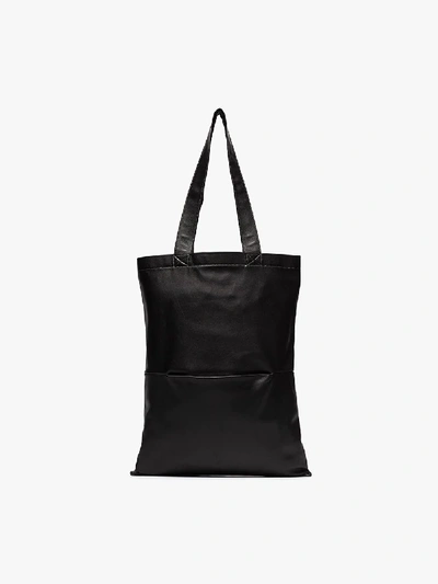 Shop Rick Owens Black Leather Tote Bag In Brown