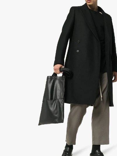 Shop Rick Owens Black Leather Tote Bag In Brown