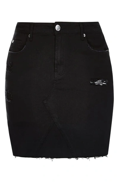 Shop City Chic Shredded Denim Skirt In Black