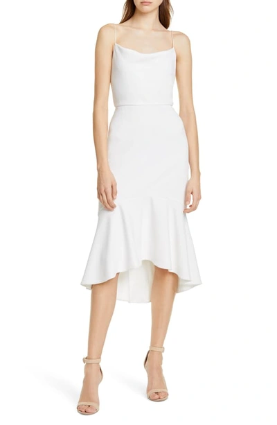 Shop Alice And Olivia Adrina Flounce Hem Midi Dress In Off White