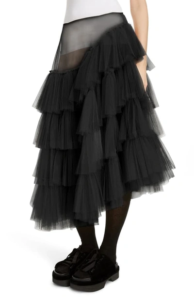 Shop Simone Rocha Tiered Tulle Tutu Midi Skirt In Black