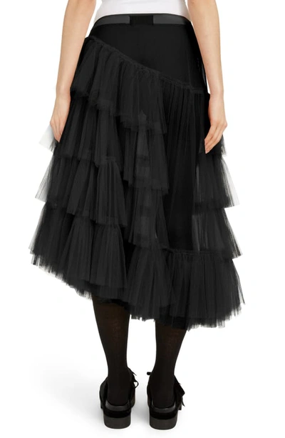 Shop Simone Rocha Tiered Tulle Tutu Midi Skirt In Black