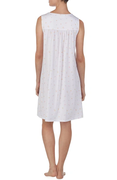 Shop Eileen West Square Neck Sleeveless Nightgown In White Ground Rosebud And Dot