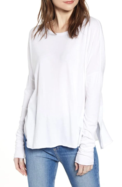 Frank Eileen Tee Lab Long Sleeve Shirttail Tee In White Modesens