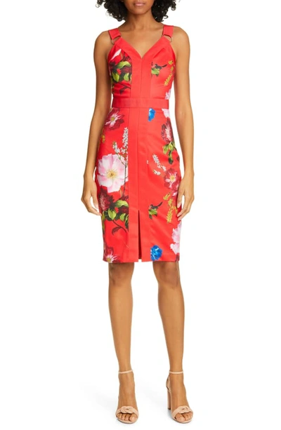 Ted Baker Berry Sundae Floral-print Sleeveless Body-con Dress In Red |  ModeSens