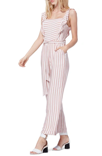 Shop Paige Marino Stripe Ruffle Jumpsuit In Muted Clay