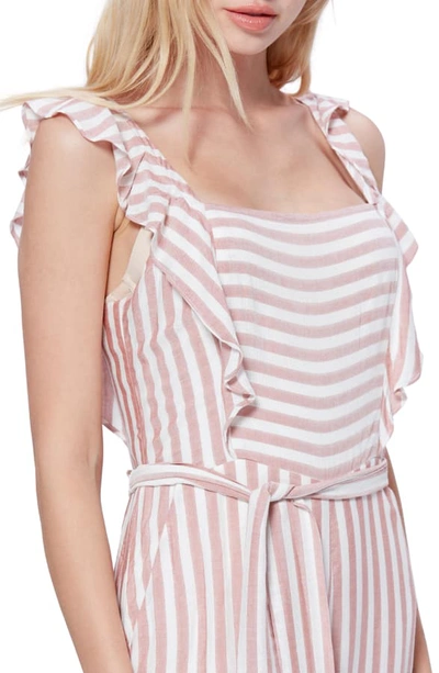 Shop Paige Marino Stripe Ruffle Jumpsuit In Muted Clay