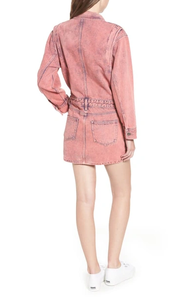 Shop Current Elliott The Jumpsuit Denim Minidress In Acid Pink