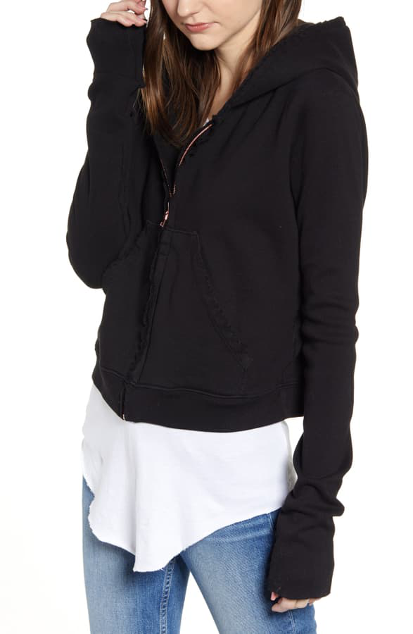 Frank Eileen Tee Lab Zip Front Hoodie In Black Modesens