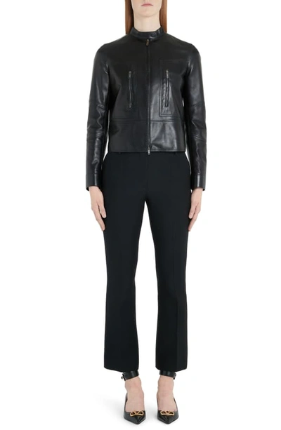 Shop Valentino Wool & Silk Ankle Pants In Black