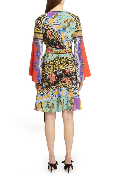 Shop Etro Collage Print Silk Wrap Dress In Red