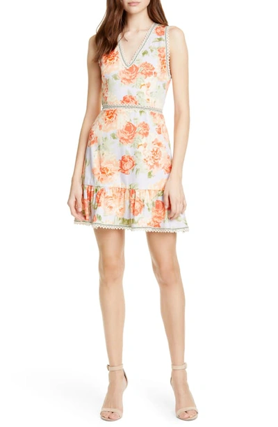 Shop Alice And Olivia Kirean Floral Minidress In Posy Garden Dusty Orchid/ Mult