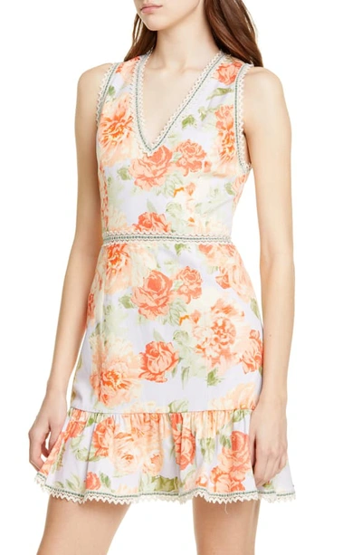 Shop Alice And Olivia Kirean Floral Minidress In Posy Garden Dusty Orchid/ Mult