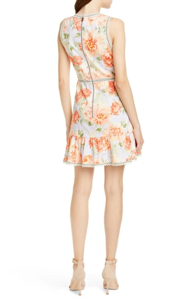 Shop Alice And Olivia Kirean Floral Minidress In Posy Garden Dusty Orchid/ Mult