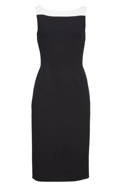 Shop Givenchy Megan Bicolor Wool Midi Dress In Black/ White
