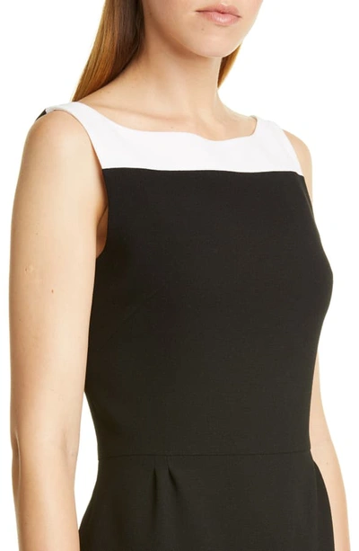 Shop Givenchy Megan Bicolor Wool Midi Dress In Black/ White