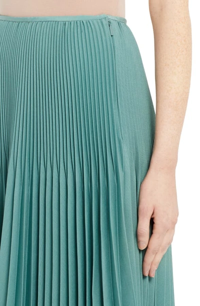 Shop Fendi Drop Waist Pleated Mohair & Wool Midi Skirt In Blue