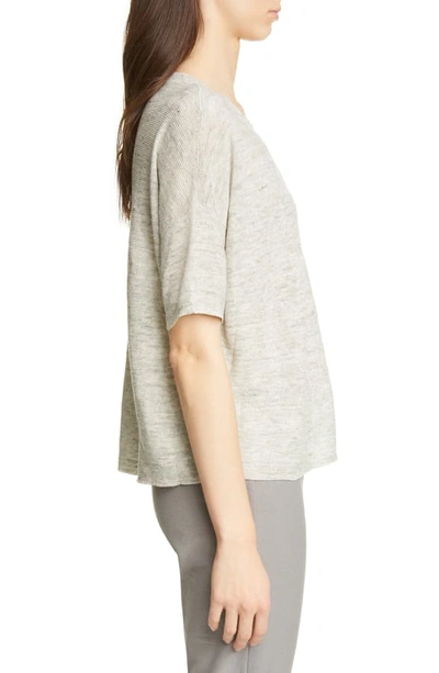 Shop Eileen Fisher Elbow Sleeve Boxy Linen Sweater In Pearl