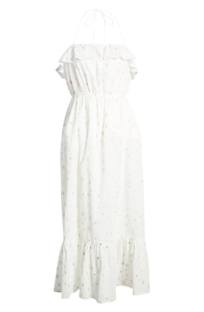 Shop English Factory Floral Embroidery Cotton Blend Midi Dress In White