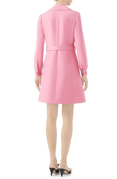 Shop Gucci Belted Cady Crepe Dress Coat In Ortensia Bloom