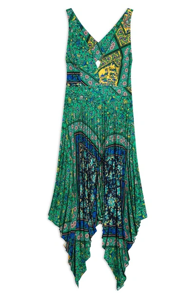 Shop Topshop Paisley Handkerchief Hem Pinafore Midi Dress In Green Multi