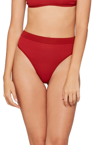 Shop L*space French Cut High Waist Textured Swim Bottoms In Redwood