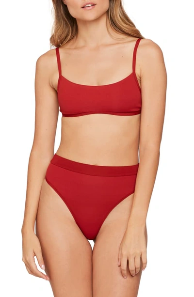 Shop L*space French Cut High Waist Textured Swim Bottoms In Redwood