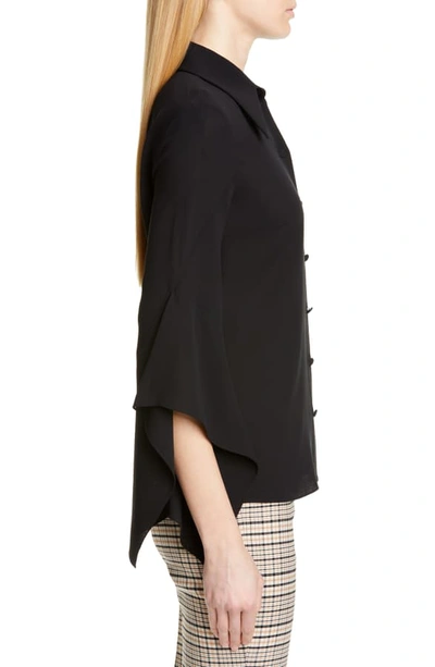 Shop Michael Kors Drape Sleeve Silk Georgette Shirt In Black