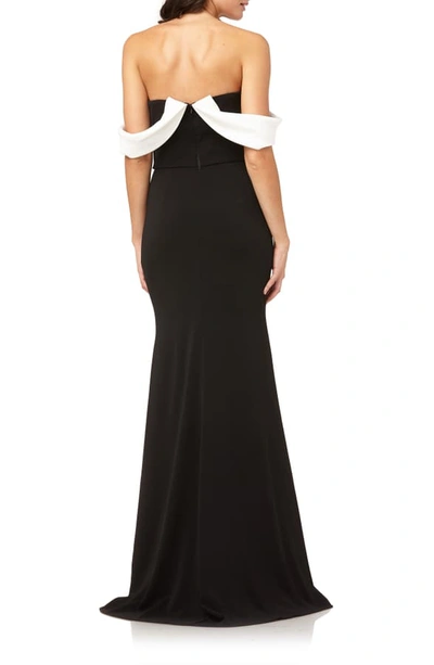 Shop Carmen Marc Valvo Infusion Strapless Mermaid Gown In Black/ Ivory