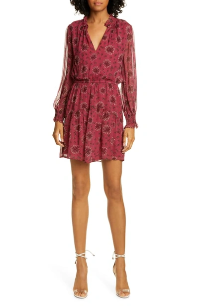 Shop Ba&sh Gizel Long Sleeve Ruffle Hem Minidress In Rose