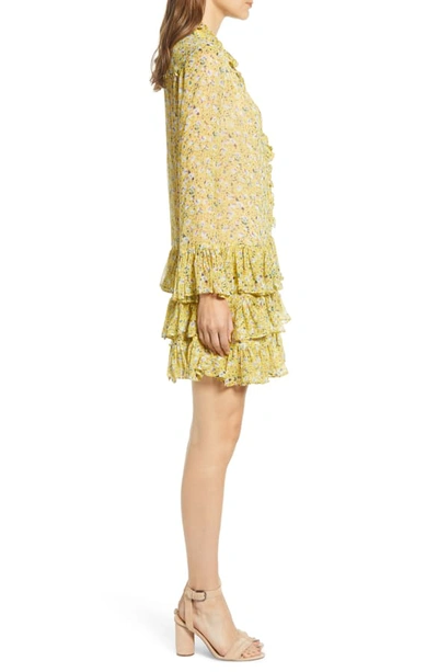 Shop Zadig & Voltaire Rebbie Anemone Tiered Ruffle Long Sleeve Babydoll Dress In Bouton
