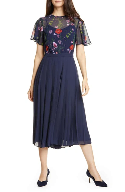 Shop Ted Baker Hedgerow Pleated Culotte Jumpsuit In Dk-blue