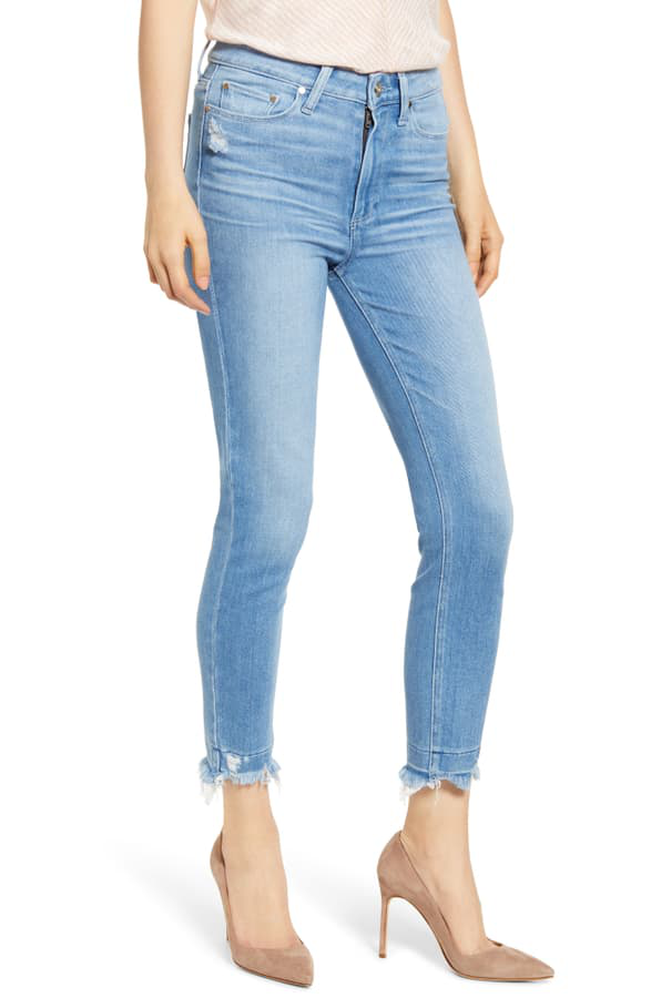 destructed hem jeans