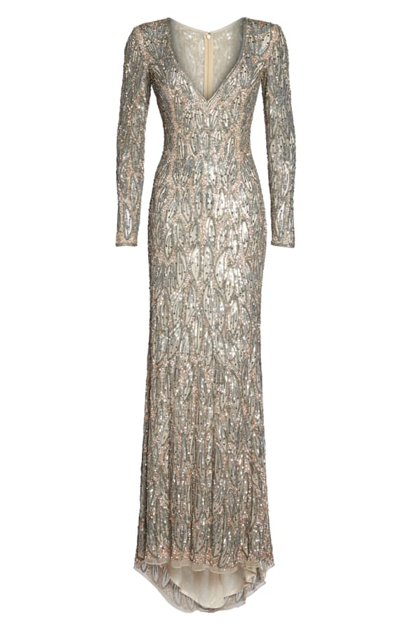 mac duggal silver gown