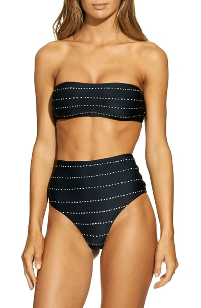 Shop Vix Swimwear Stripe Dot High Waist Bikini Bottoms In Black