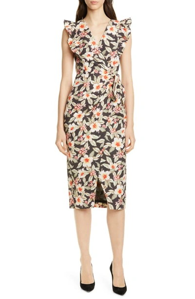 Shop Rebecca Taylor Kamea Floral Faux Wrap Dress In Black Combo