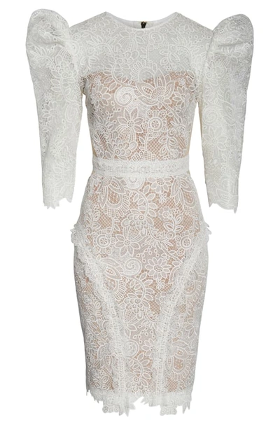 Shop Bronx And Banco Medeleine Puff Sleeve Lace Dress In White