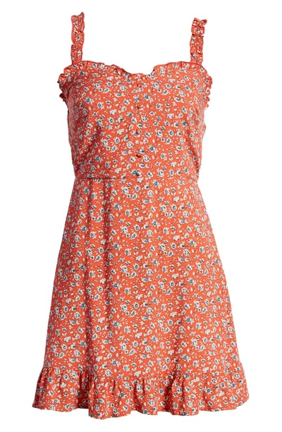 Shop Band Of Gypsies Daisy Floral Print Sundress In Apricot Turquoise