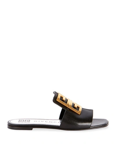 Shop Givenchy 4g Flat Slide Mules In Black