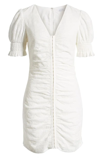 Shop English Factory Heart Detail Cotton Eyelet Body-con Dress In White