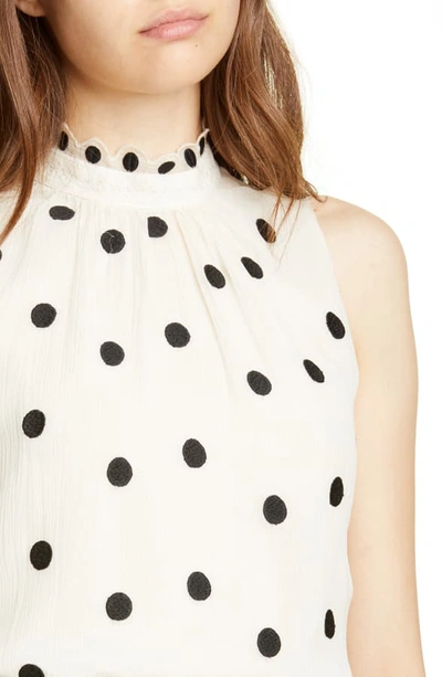 Shop Rebecca Taylor Dot Embroidered Sleeveless Top In White