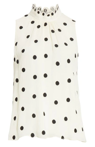 Shop Rebecca Taylor Dot Embroidered Sleeveless Top In White