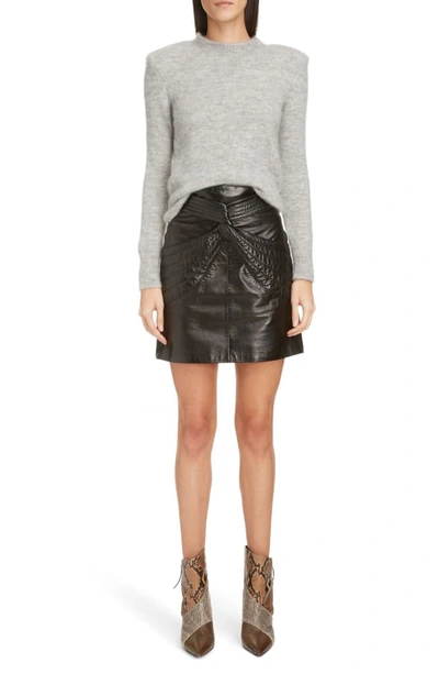 Shop Isabel Marant Twist Detail Leather Miniskirt In Black