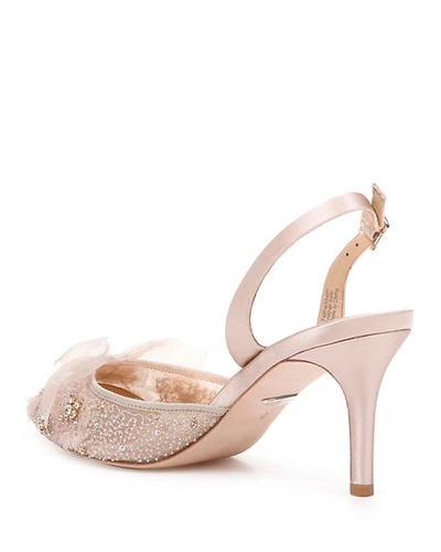 Shop Badgley Mischka Angeline Embellished Slingback Pumps In Nude