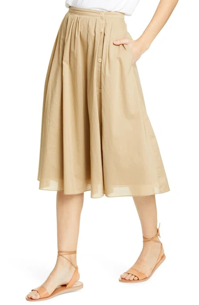 Shop Alex Mill Cotton Midi Skirt In Vintage Khaki