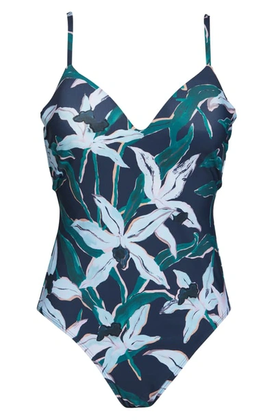 Shop Tory Burch Floral One-piece Swimsuit In Navy Desert Bloom